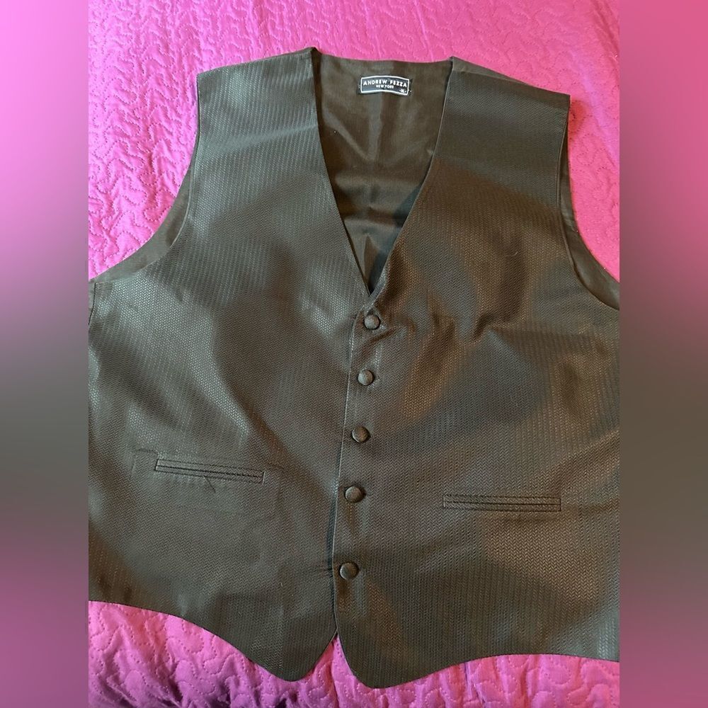 Tux vest - Andrew Fezza - XL - black scale pattern with adjustable backs